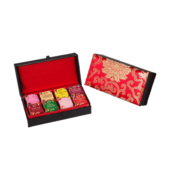Fine Chinese Tea Red Brocade Box 8-cube – CT Teas