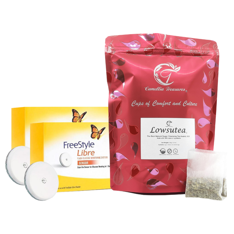 (For HK User Only) Lowsutea 60 sachets + 2 Abbott Freestyle Libre Sensor Blood Sugar Monitor (28 Days)